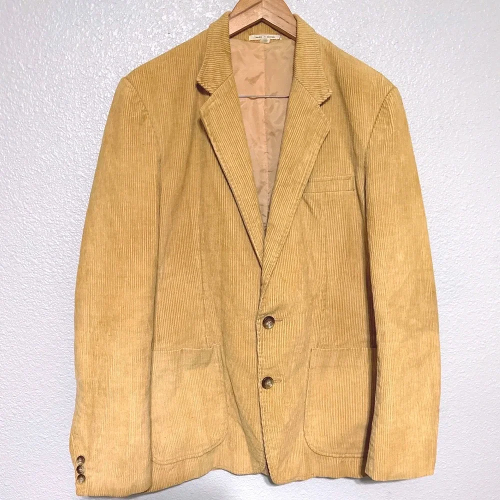 VTG Bertini for Fantastic International Mens Corduroy Sport Coat Blazer 42L‎